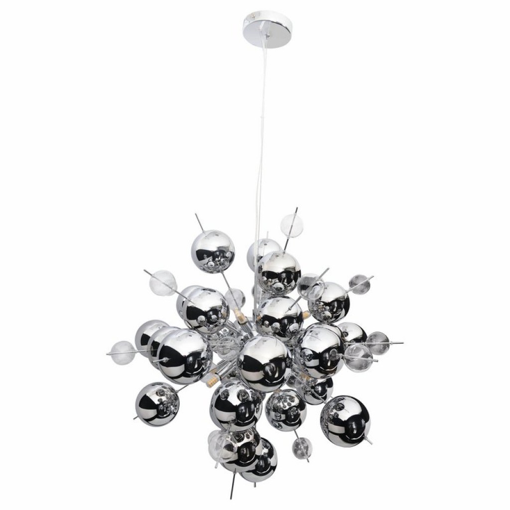 Pendelleuchte "EXPLOSION" chrom aus Metall und Glas, G9 Fassungen, Hängelampe für Esszimmer, Wohnzimmer, Diele oder Büro, Øca. 65 cm