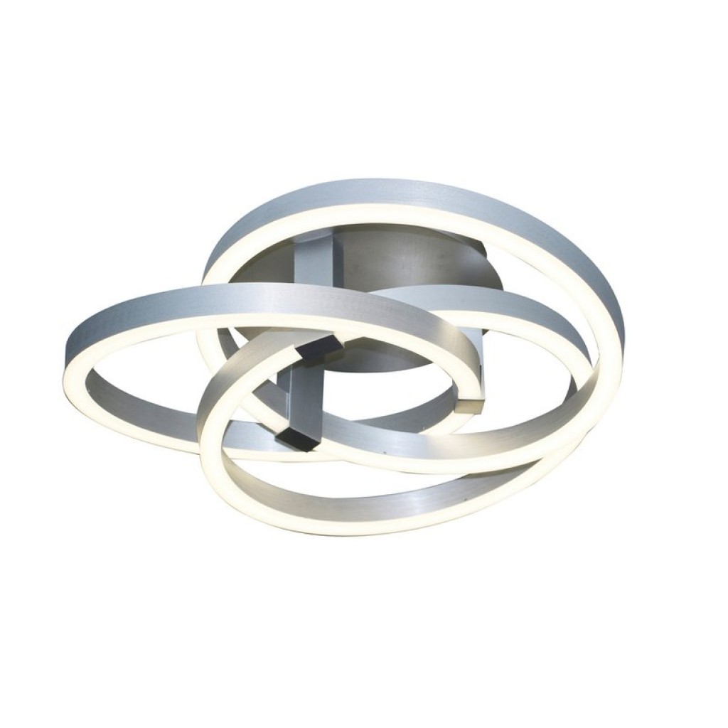 Smart Home LED ceiling light "Divora" Ø 70 cm, ceiling lamp made of metal, aluminum brushed and white plastic, with many functions, firmly built -in LEDs, lighting for living room, dining room office or hallway