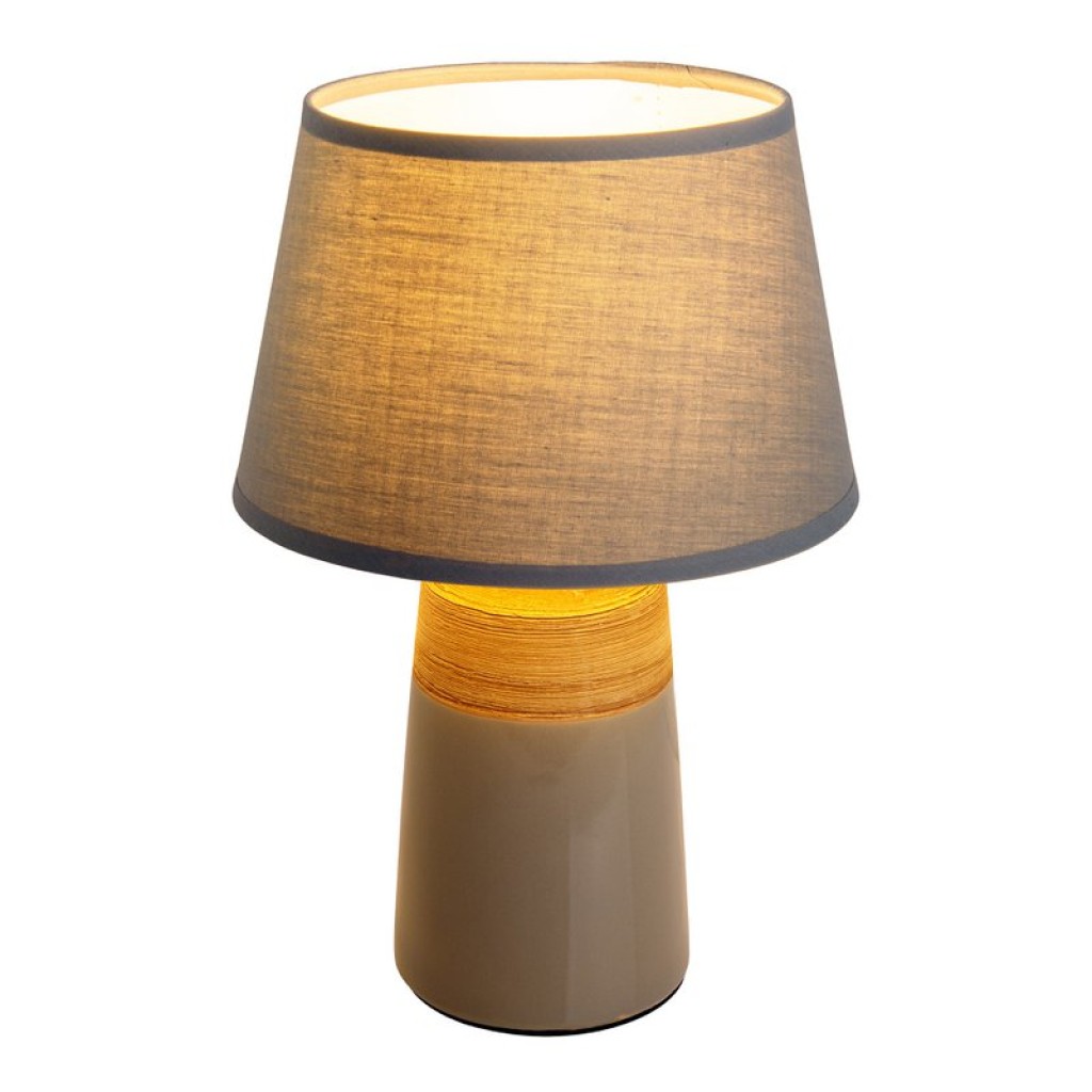 Ceramic table lamp "Talia", table lamp made of ceramic, beige/gray, with E14 socket, for dining room, living room, hallway or office, 31 cm high