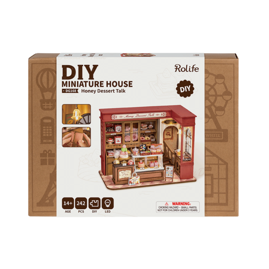 DIY house Honey Dessert Talk With LED Lighting, Robotime, DG168, 23x13.5x17.3cm