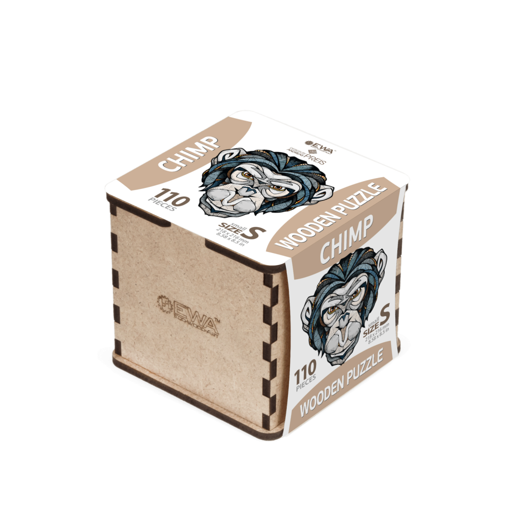 Eco Wood Art (EWA), Houten Legpuzzel Chimp/Chimpansee, Size S, 3557, 21,8x21,6x0,4cm