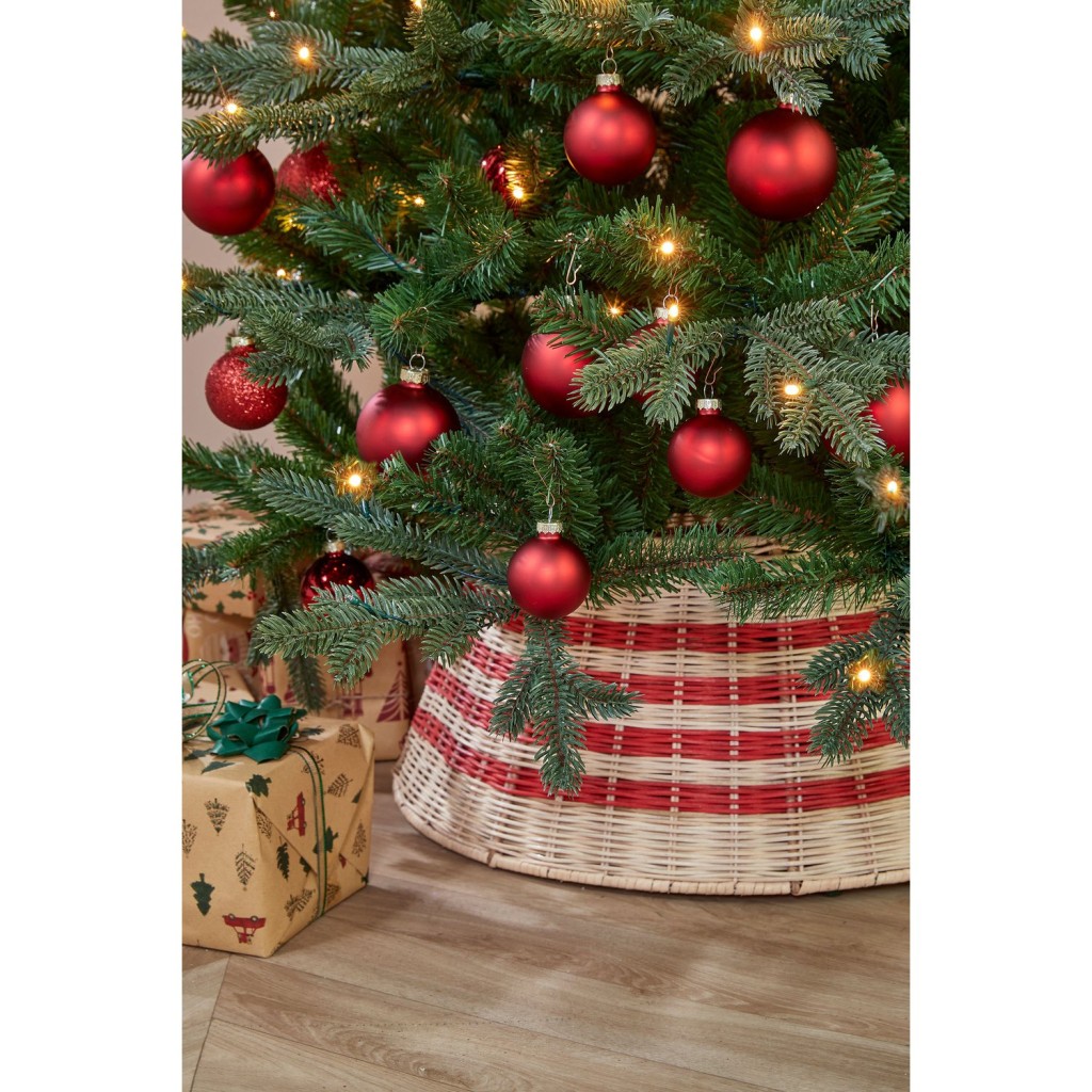 Kerstboomrok - H25 x Ø60 cm - Rotan - Beige, Rood
