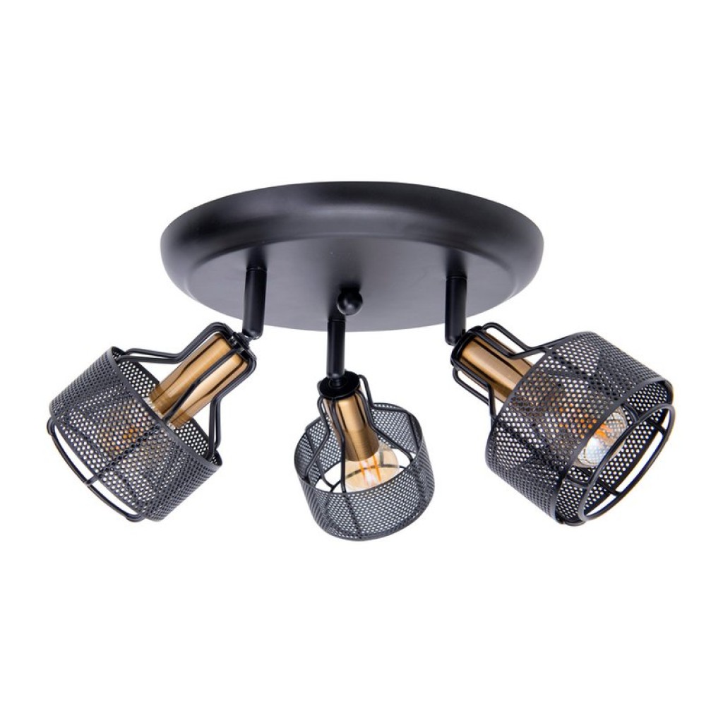 3er Wand- und Deckenrondell Spot "Foro" aus Metall in Schwarz, und Gold, mit E14-Fassungen, 41 cm Durchmesser. Stilvolle Beleuchtung für Wohnzimmer, Esszimmer oder Küche.