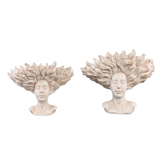 Kimbere Cream Cement Face Shaped Statue Hair S