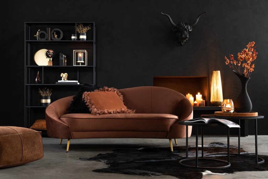 J -Line Sofa Elisabeth - Textile/Metal - Brown