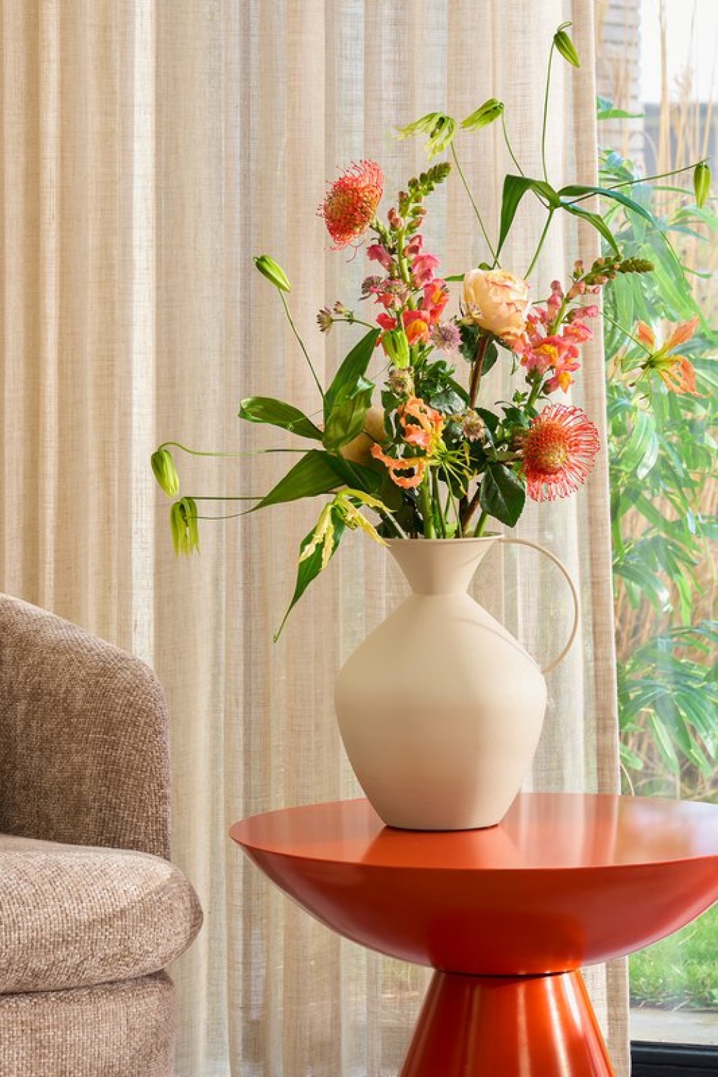 Celise side table - H44 x Ø59 cm - Metal - Orange