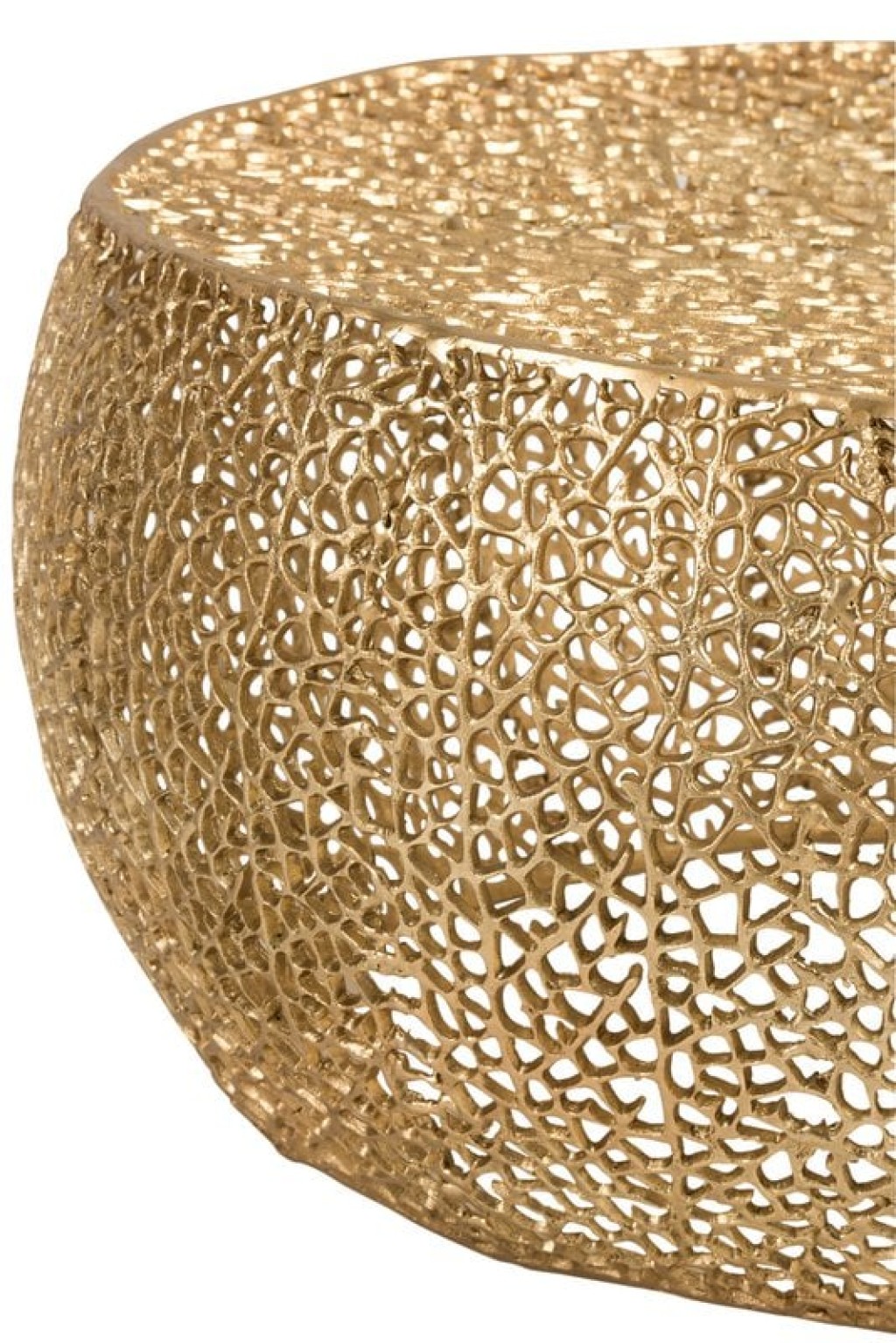 J-Line Coffee Table Round Coral Pattern Aluminum Gold