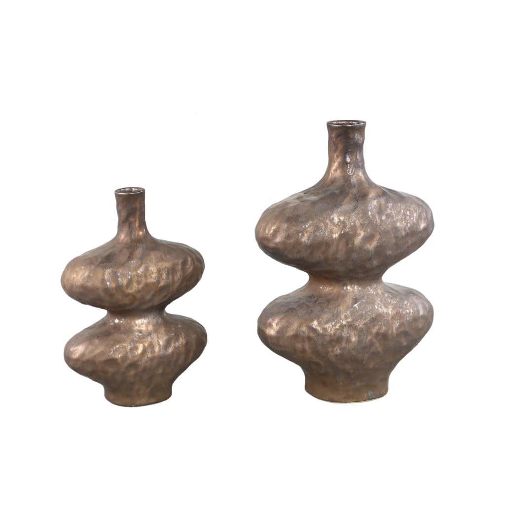 Chelsean Bronze Oval Bulby Shaped Ceramic Vase L