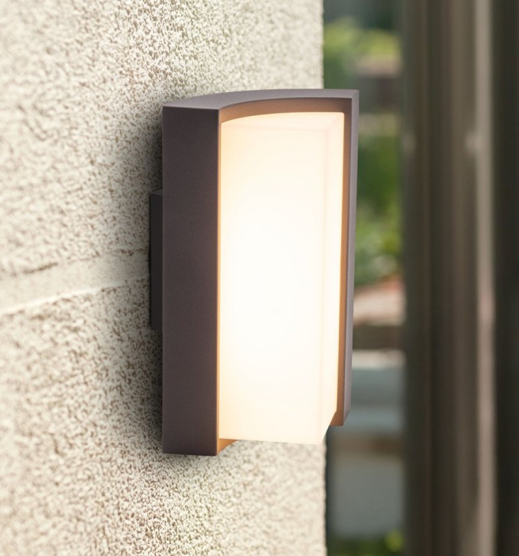 LED on the outside wall lamp "Rico" 14.8 cm high, made of metal and plastic in anthracite, with integrated LED