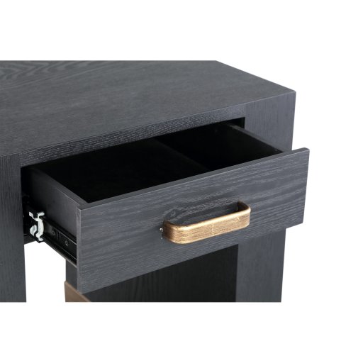 Tiess Black Wooden Veneer Bed Sidetable 1 Drawer