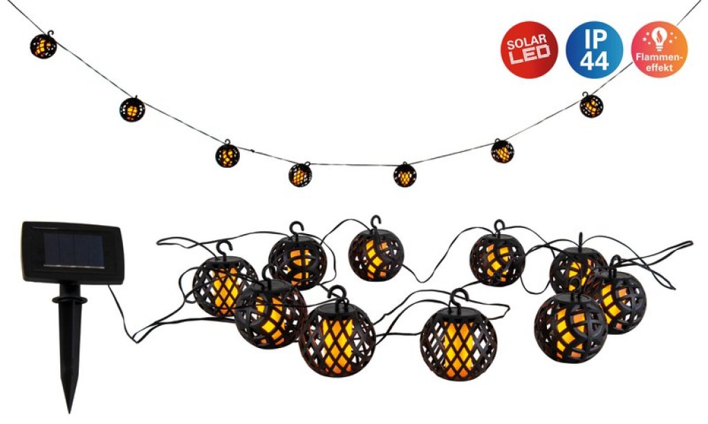 Solar ball chain including flame effect "Fogo"