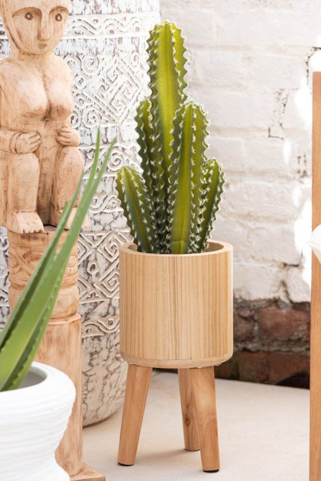 J-Line flower pots Classic - wood - natural - Ø 27.00 cm - 3 pieces