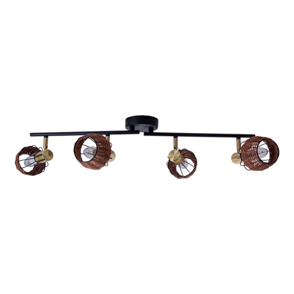 4 ceiling lamp "Corbis", metal spot in black, and gold, with E14 socket, for dining room, living room, hallway or office, ceiling lamp inside, 78 cm long