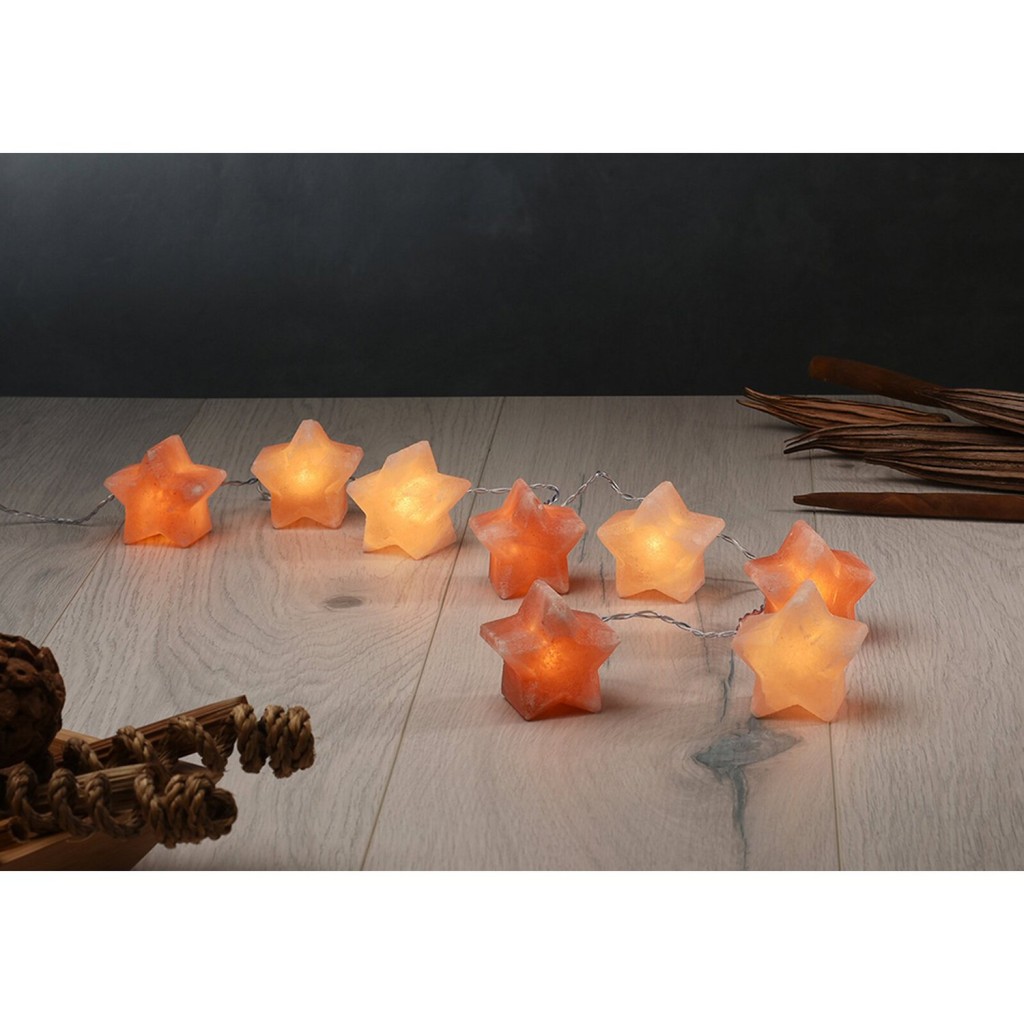 Himalaya Salt Dreams Zout Lichtsnoer op Batterij, Ster,8 stuks, 44544, Oranje