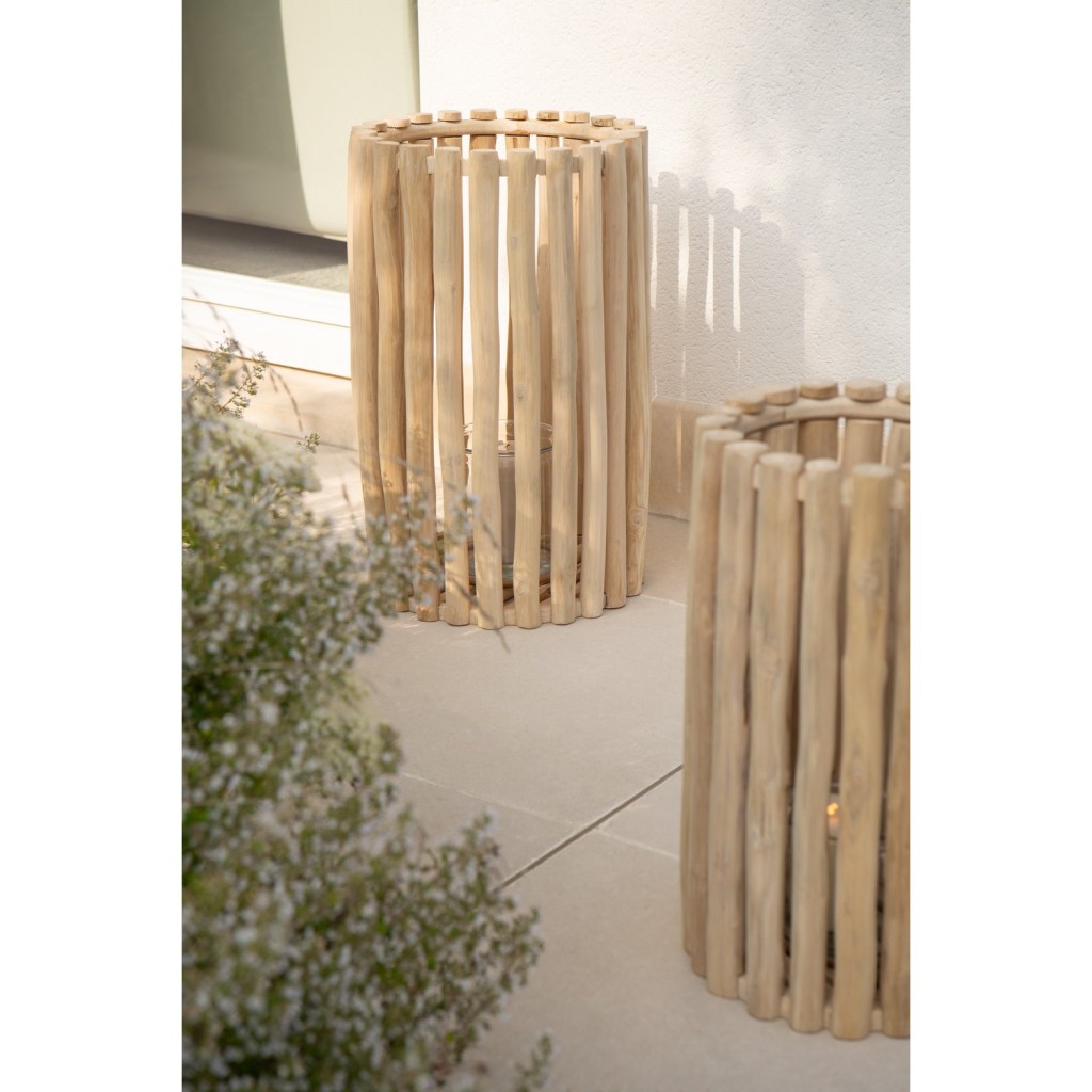 J-Line Set Van 2 Lantaarn Teck Naturel