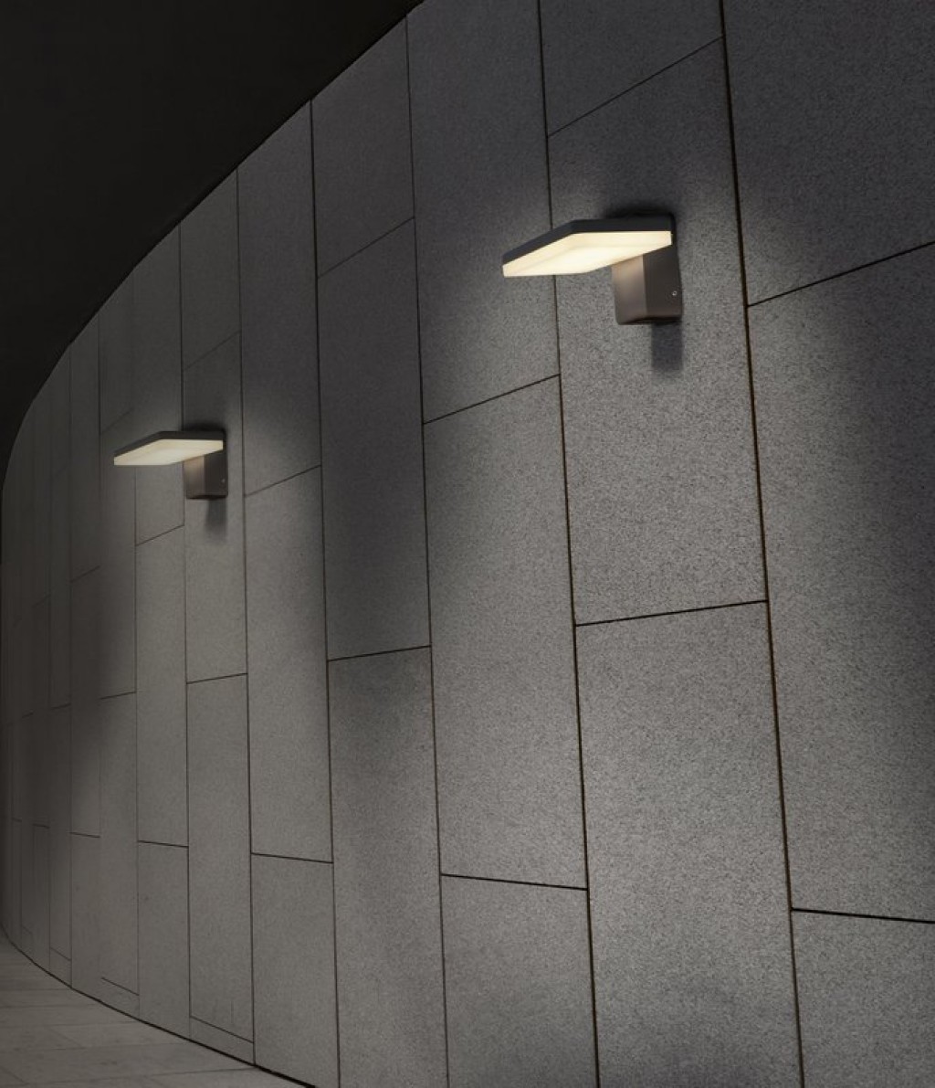 LED outer wall lamp "Clair", made of metal and plastic in anthracite, with integrated LED