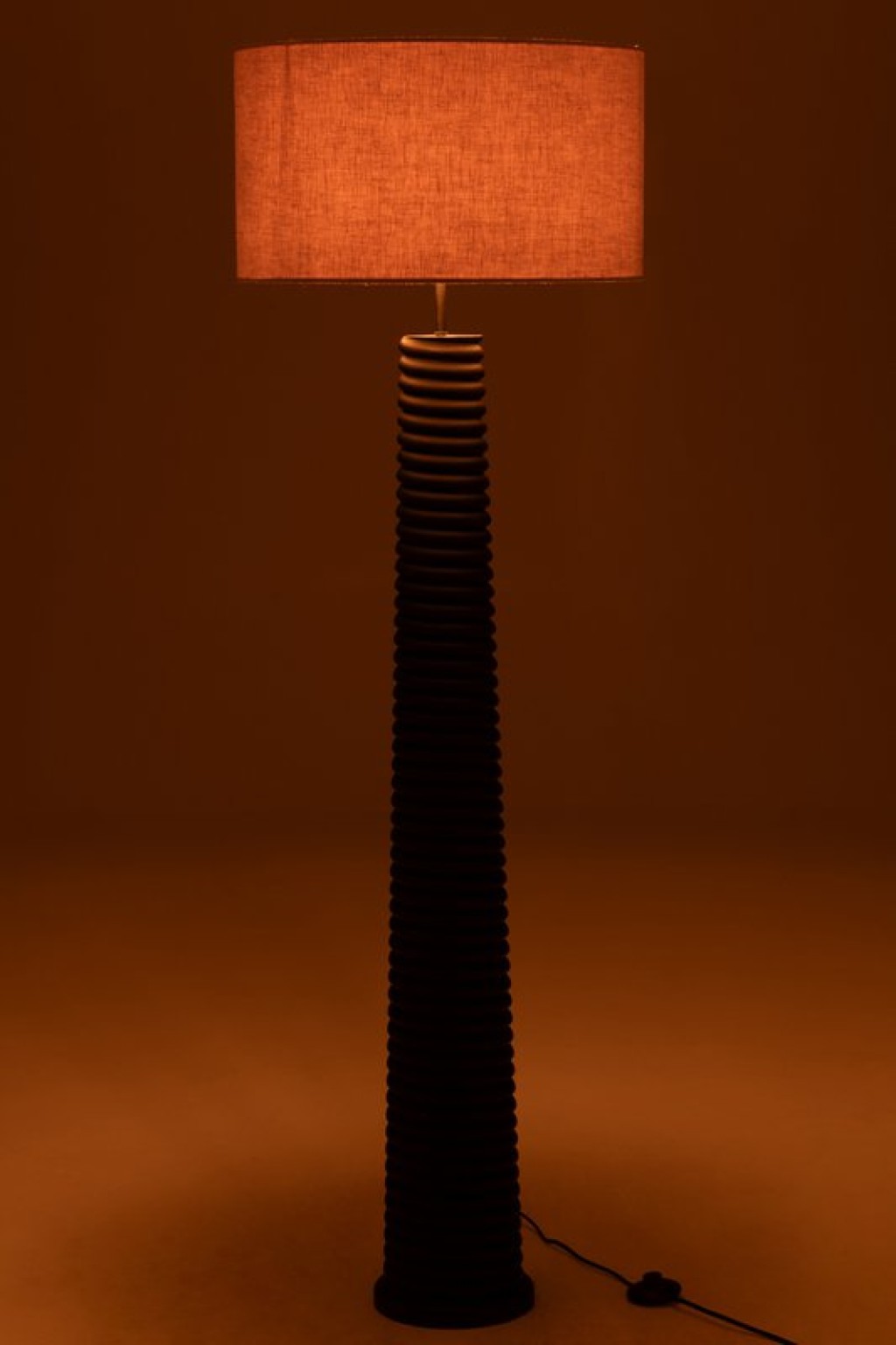 J-Line Floor Lamp Screw Thread Ailanthus Wood Black/Gray
