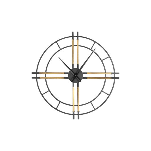 Joan Black Clock With Gold Tubes Round