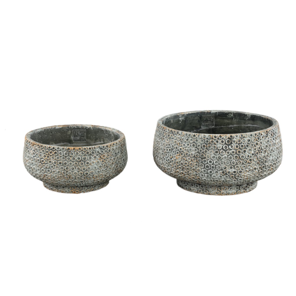 Laim Grey Cement Round Bowl Dots Pattern S