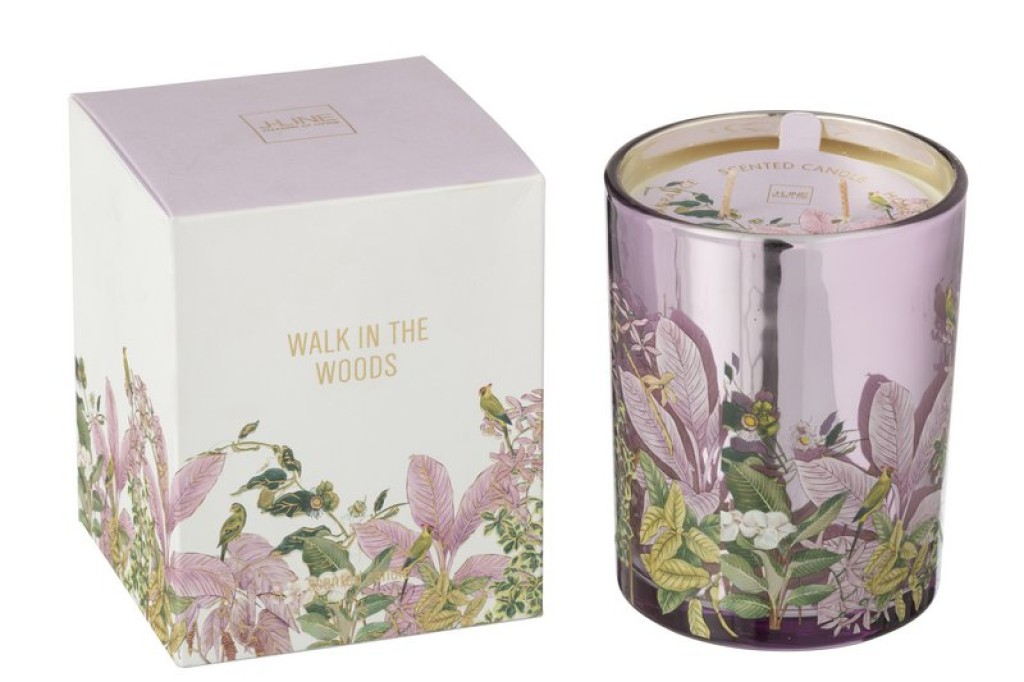 J-Line Scented Candle Walk In The Woods Wax Pink Large-55 Hours