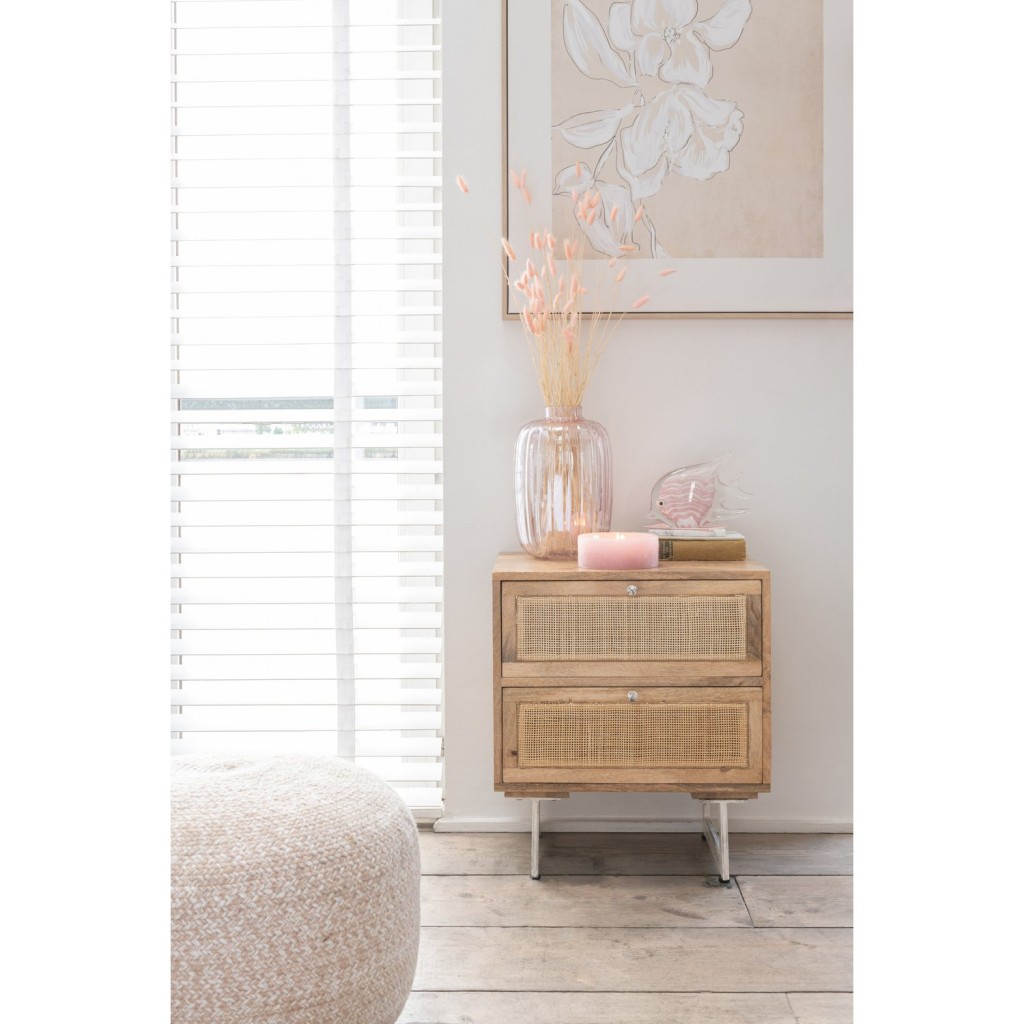 J-Line Nachtkast Rattan Mangohout Naturel