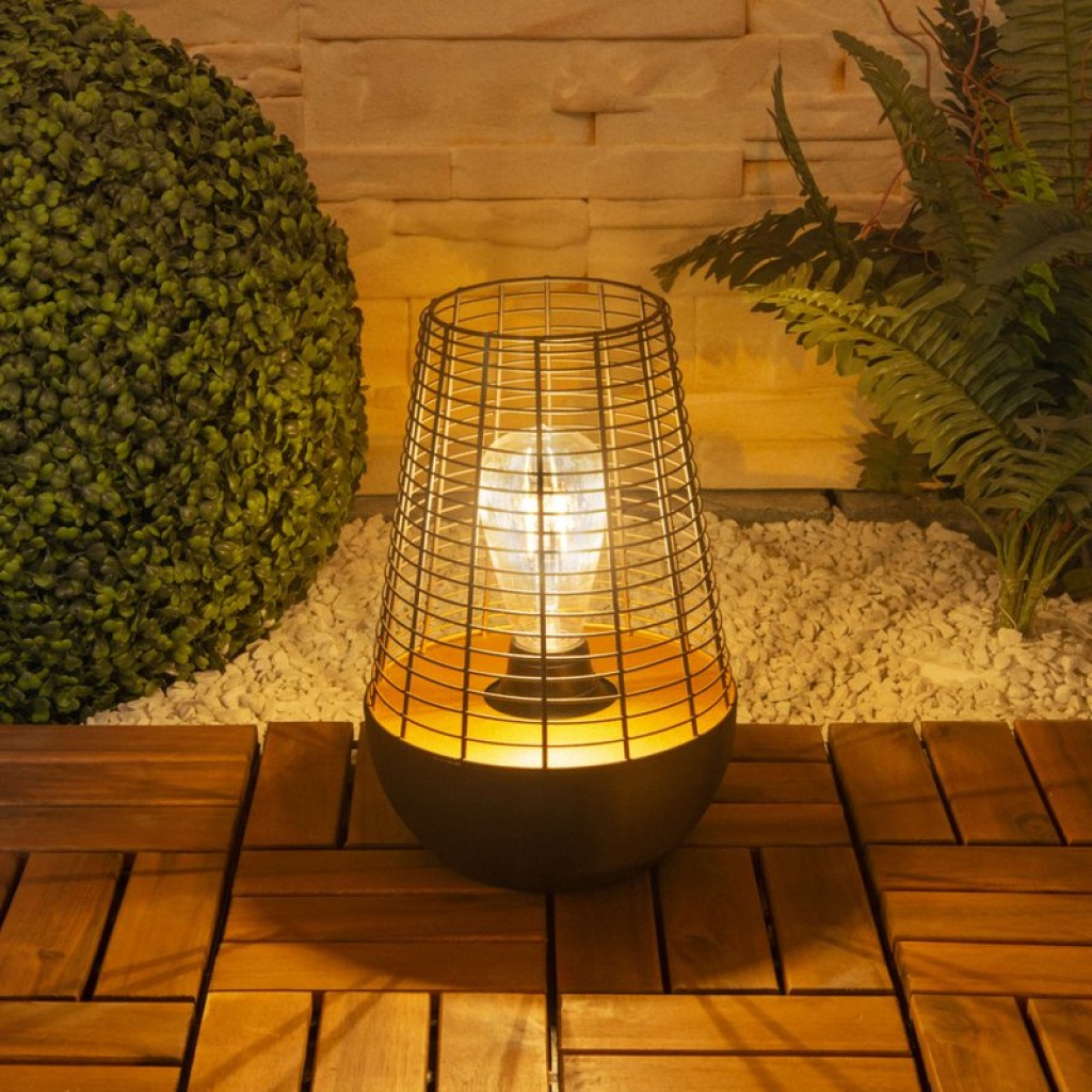 LED decol light 27 cm high, made of metal in black, firmly built -in LED, decoration for outside