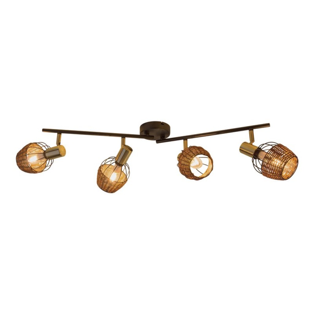 4 ceiling lamp "Corbis", metal spot in black, and gold, with E14 socket, for dining room, living room, hallway or office, ceiling lamp inside, 78 cm long