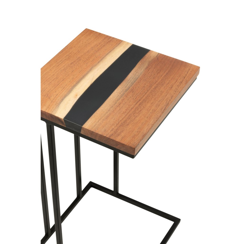 J-Line bijzettafel Vierkant - hout/epoxyhars - naturel/zwart