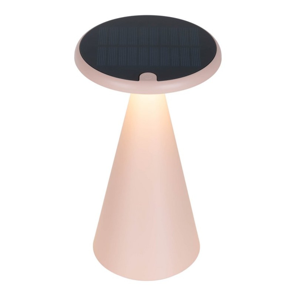 Solar battery table lamp "Palu" for outside and inside, made of plastic in pink, 20 cm high