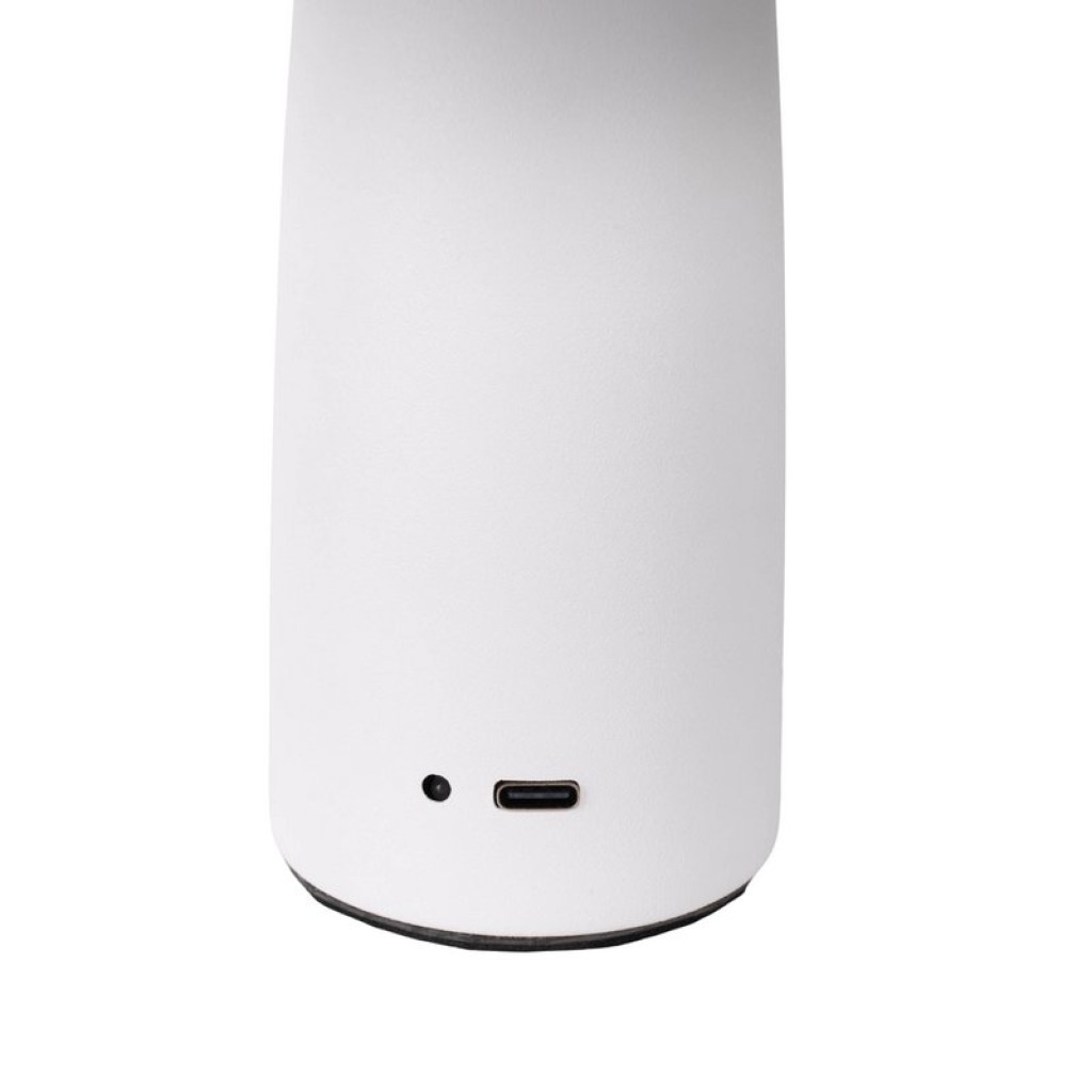 Cordless table light "Pilu", 16.5 cm high, above Ø of 15 cm, metal in white, white plastic, integrated LEDs, 280 lumens, dimmable by touch sensor, warm white