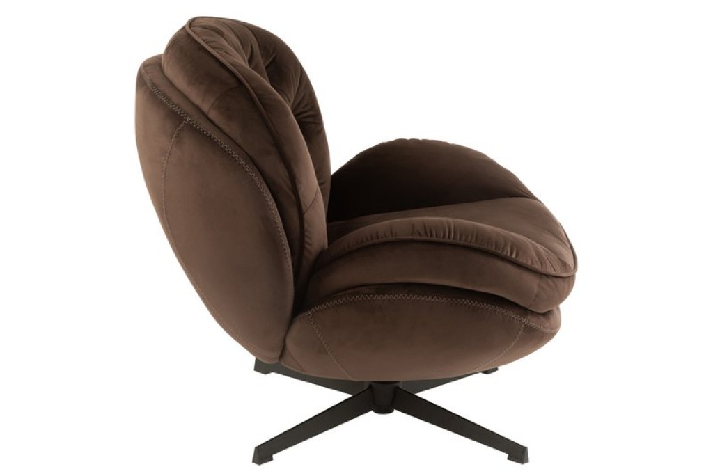 J-Line sofa Relax -+ footstool - metal/textile - dark brown
