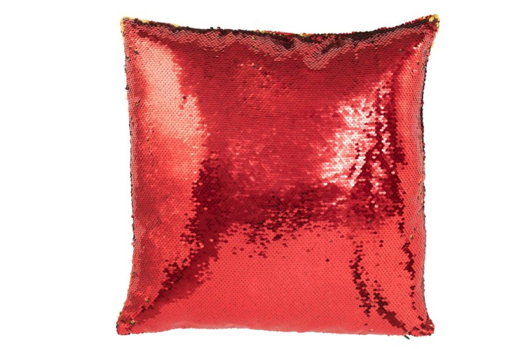 J-Line Kussen Omkeerbaar Sequin Rood/Goud