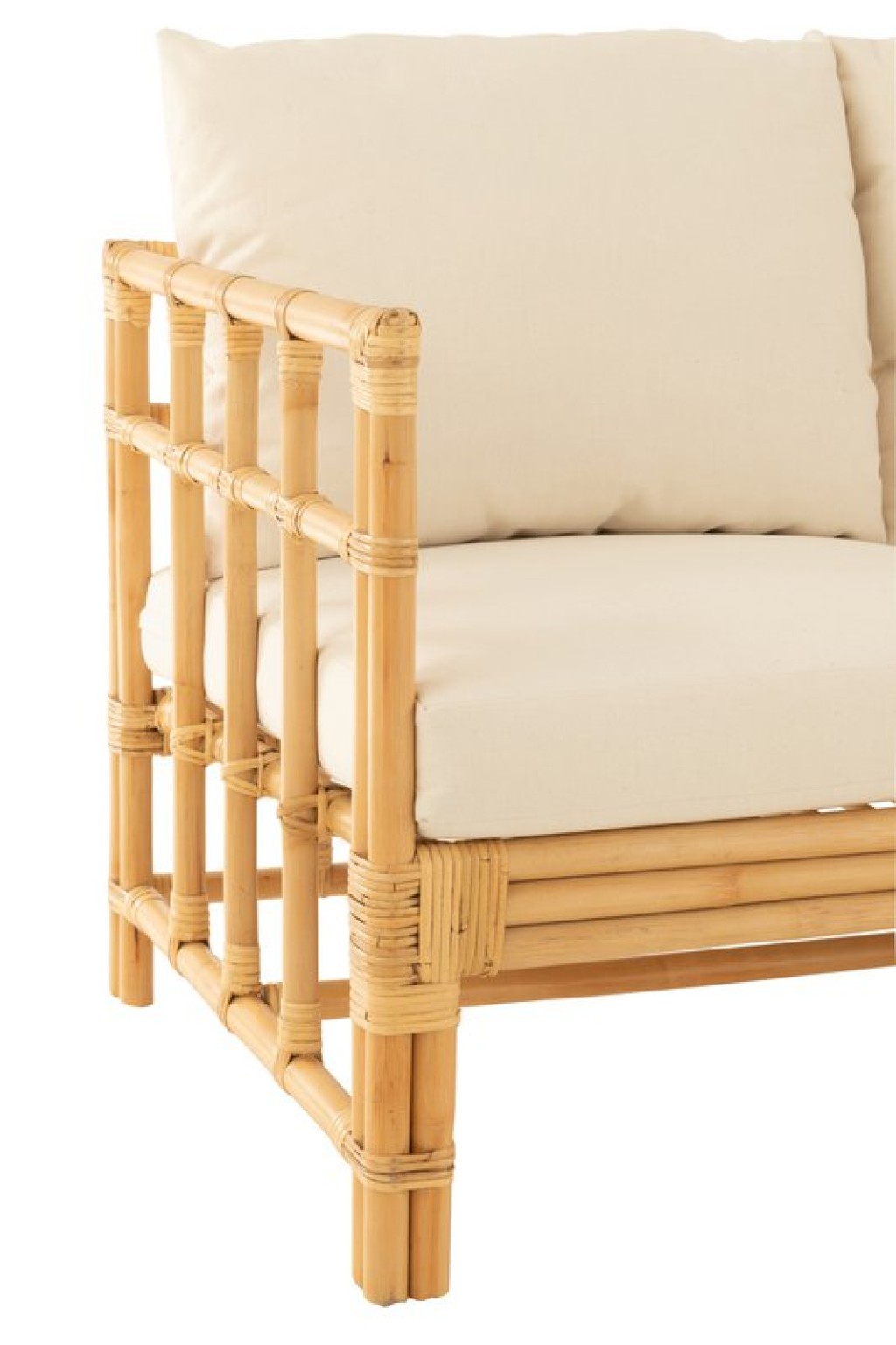 J-Line sofa Elise + cushion 2 Persons - rattan/textile - natural/white