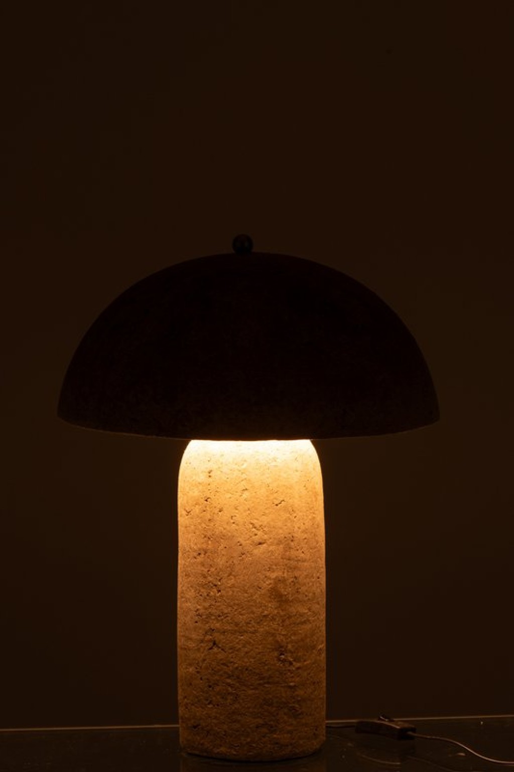 J-Line Table lamp Mushroom Paper Mache Beige