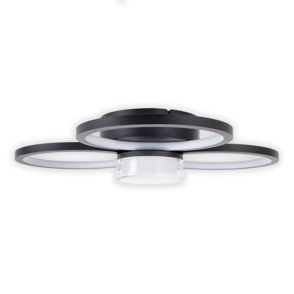 LED ceiling light "Cimo" made of black metal and plastic, Ø approx. 43.6 cm, dimmable by wall switch