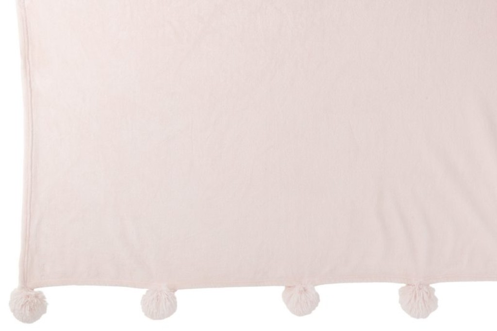 J-Line Plaid Pompom - polyester - light pink - 170 x 130 cm