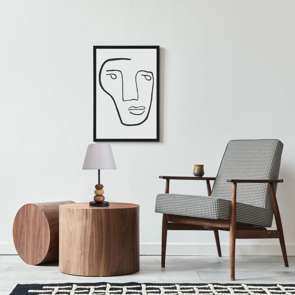 Table lamp "Elina", approx. 50 cm high, made of metal in black/brown, text blades in white, E27