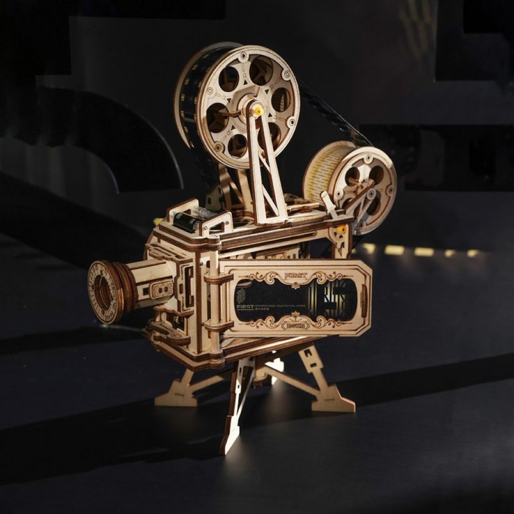 Wooden Puzzle 3D Vitascope/Movie Projector, Robotime, LK601, 25.5x13.3x22.3cm