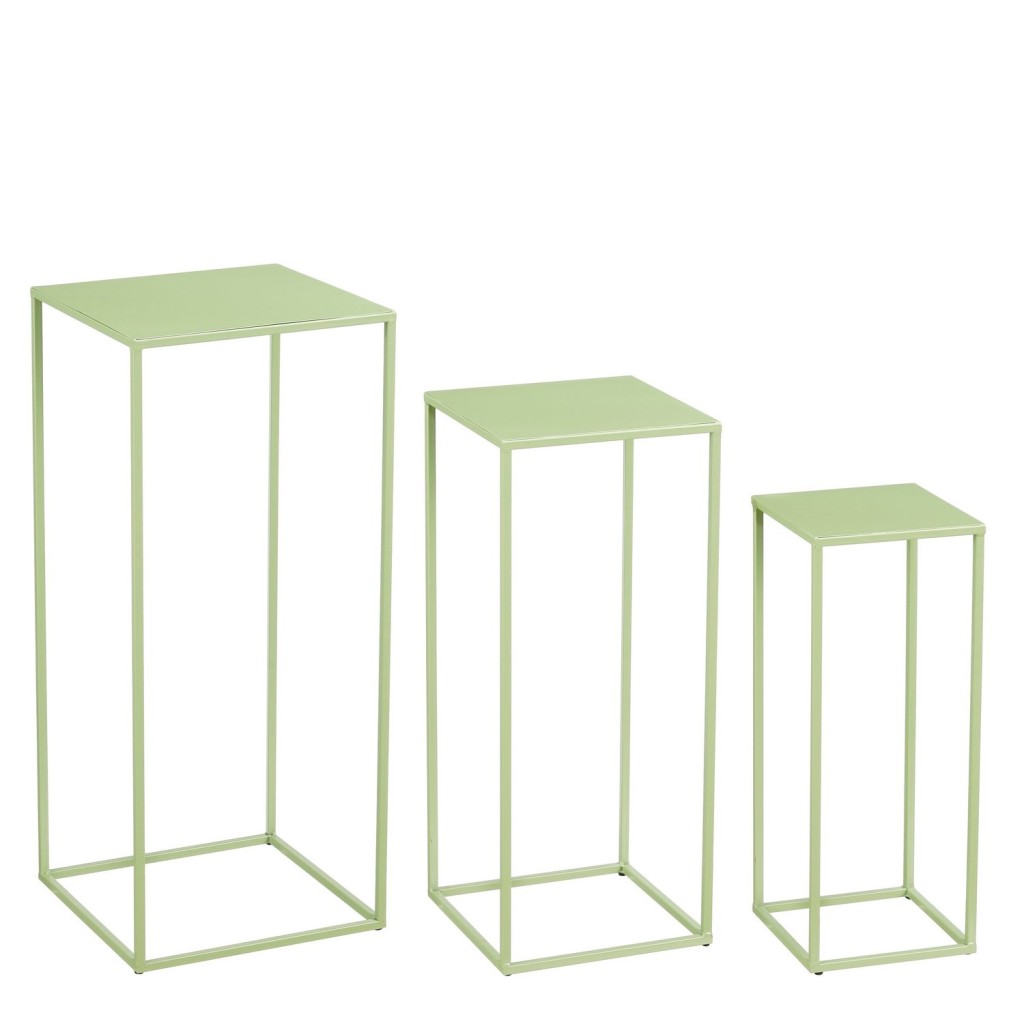 Quinty Bijzettafel - Set van 3 - L30 x B30 x H70 cm - IJzer - Lichtgroen