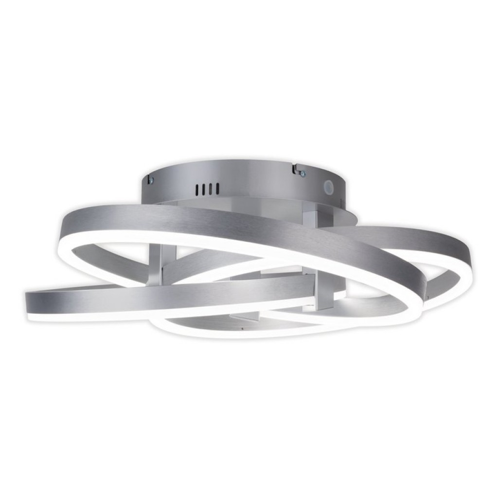 Smart Home LED ceiling light "Divora" Ø 58cm, ceiling lamp made of metal, aluminum brushed and white plastic, with many functions, firmly built -in LEDs, lighting for living room, dining room office or hallway