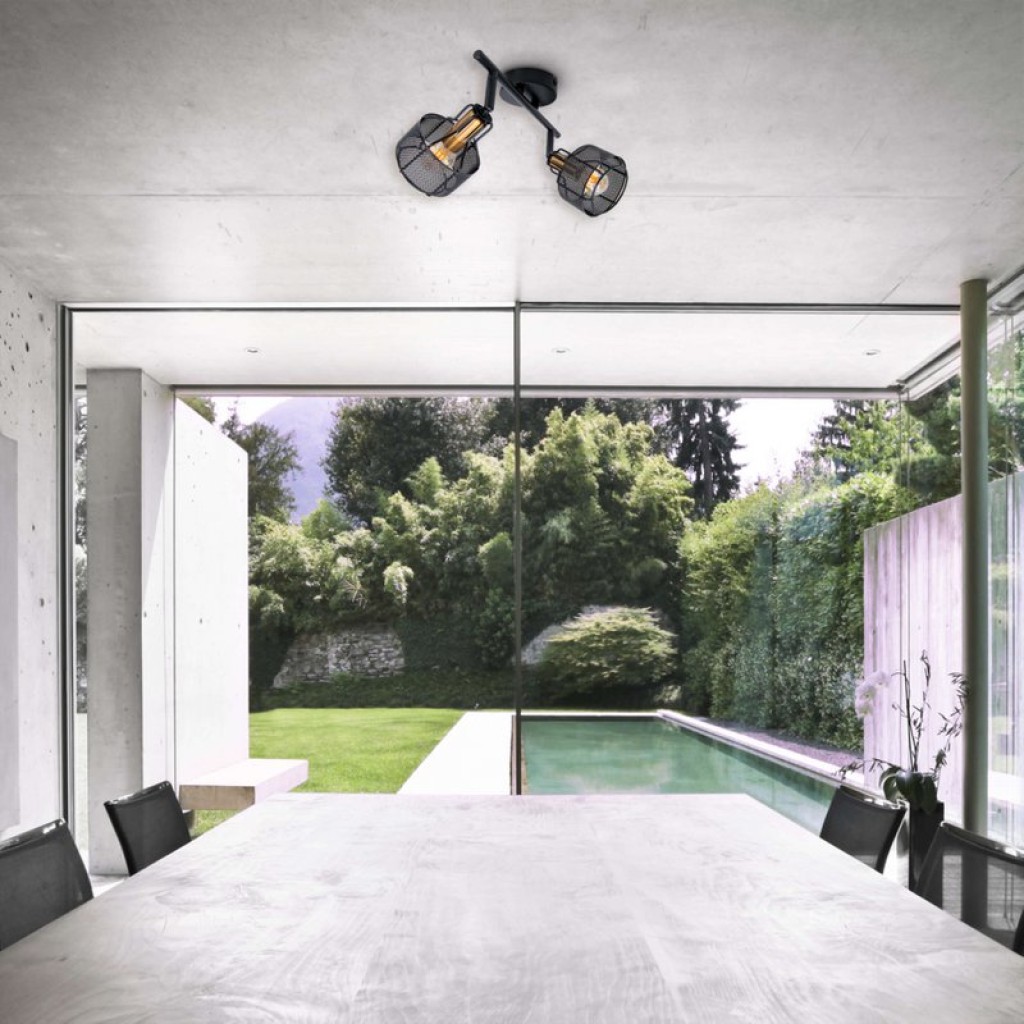 2er Wand- und Deckenleuchte Spot "FORO" aus Metall in Schwarz,, mit E14-Fassungen, ca. 32 x 18,5 x 15 cm. Stilvolle Beleuchtung für Wohnzimmer, Esszimmer oder Küche.