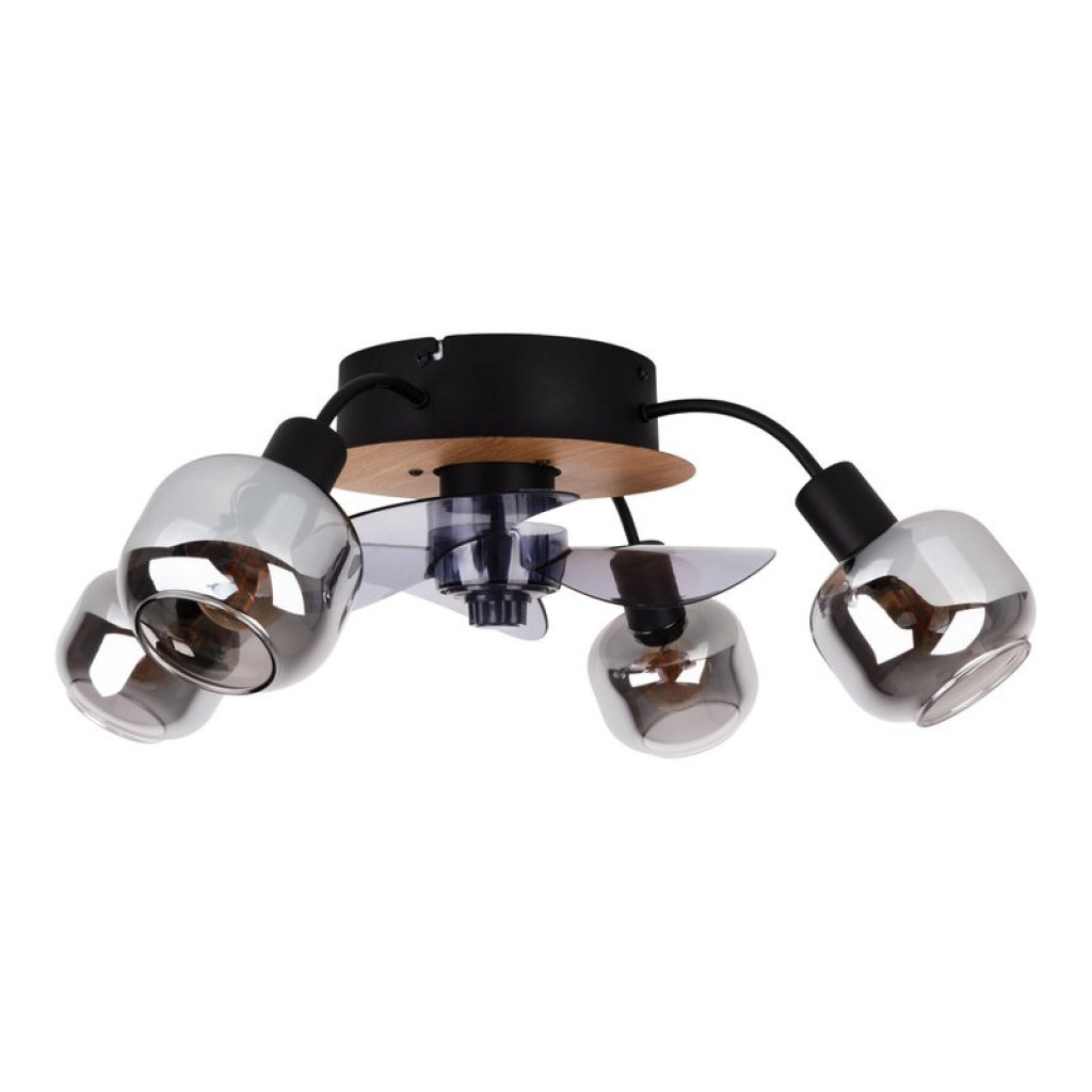 Ceiling lamp including fan "Fumoso", in black, brown and nature, for E27, Ø 51 cm