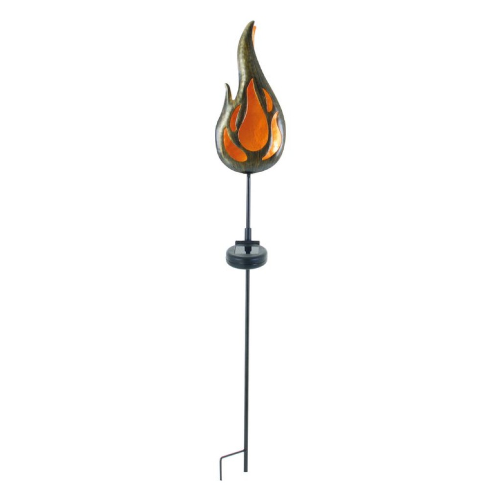 LED-Solar Erdspieß "FLAMME" Außen Erdspieß aus bronzefarbenem Metall und Kunststoff, mit integrierter LED