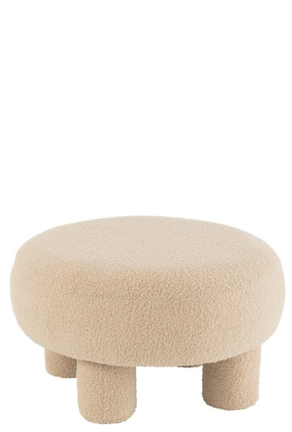 J-Line Stool Round Teddy Feet Bouclé Warm Beige