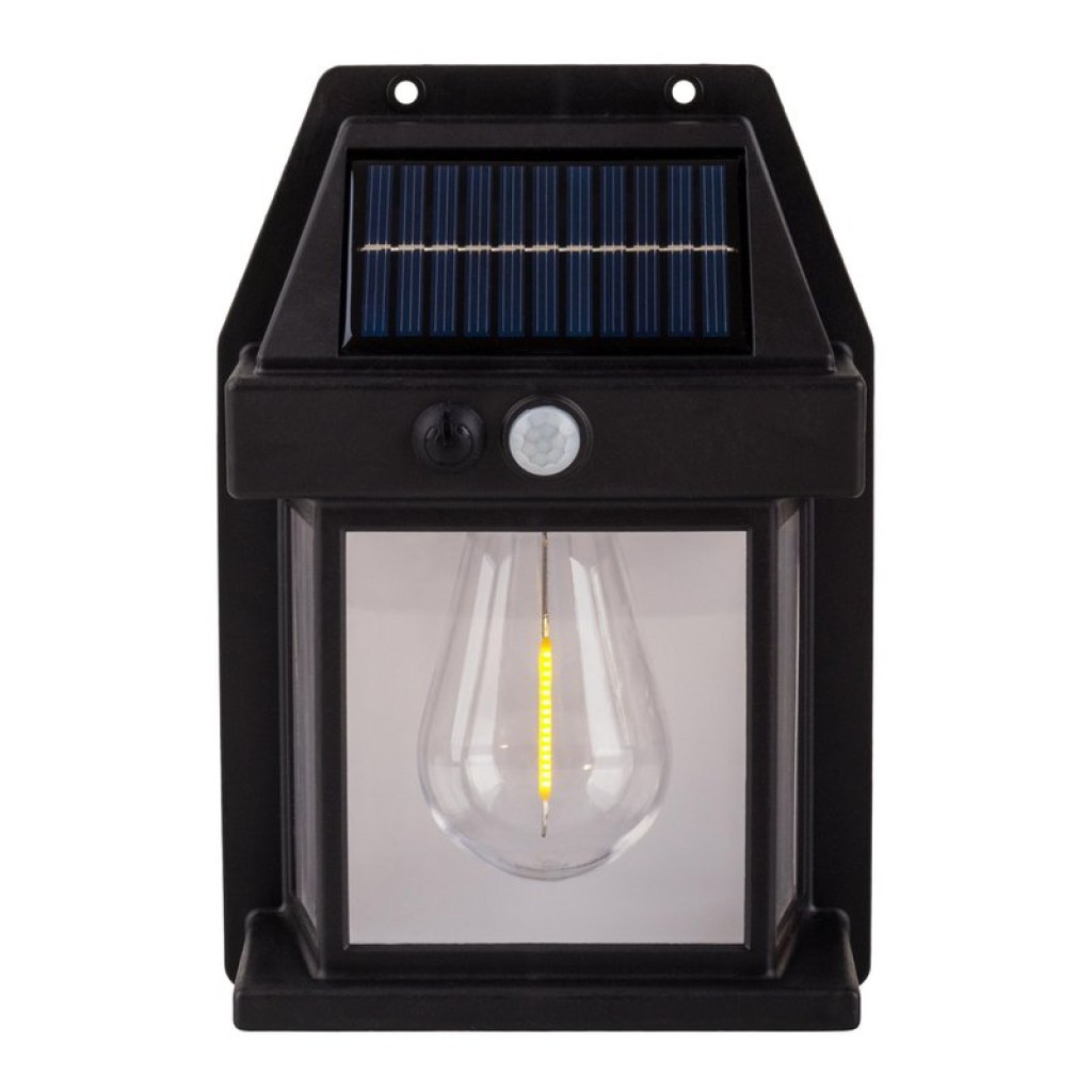 2 Set solar wall lamp "Mira" approx. 17 cm high, made of black weatherproof plastic, integrated LED in warm white, including motion detector and twilight sensor