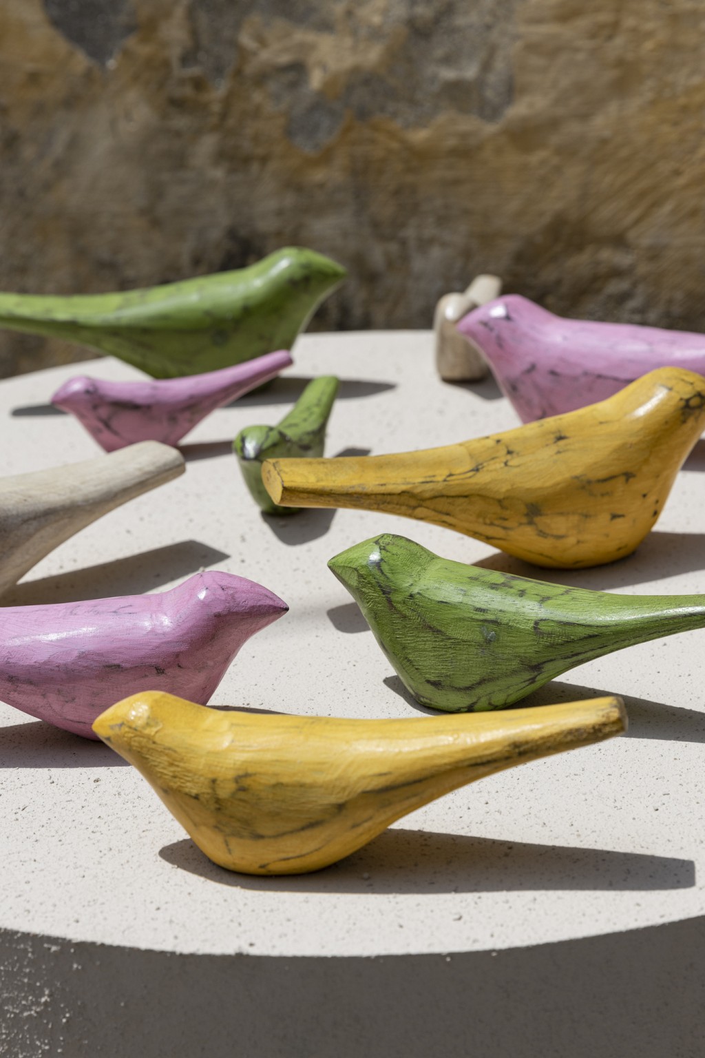 Gracella Yellow Mango Wood Bird Statue L