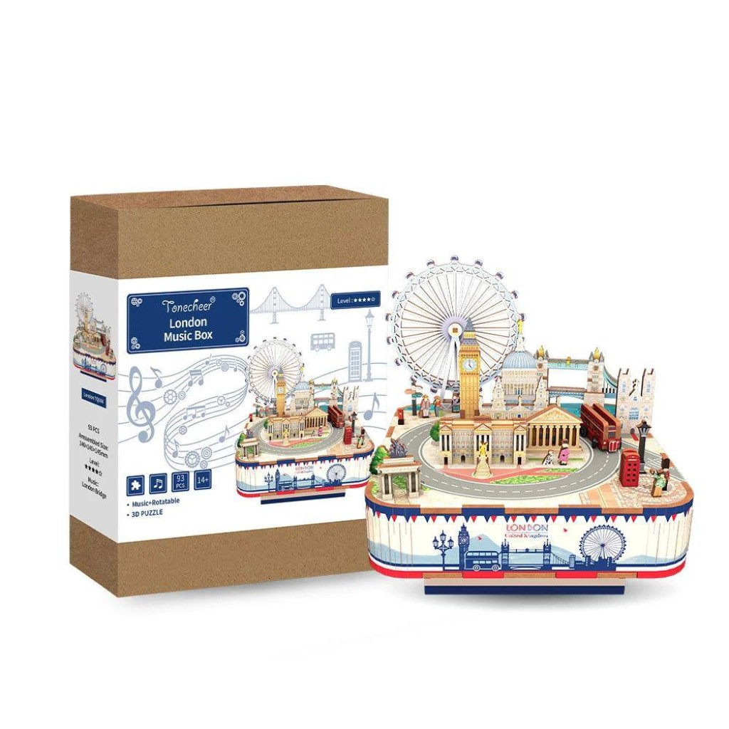 Tonecheer, Muziekdoosje, DIY 3D Houten Puzzel, London, TQ066, 14x14x14,5cm