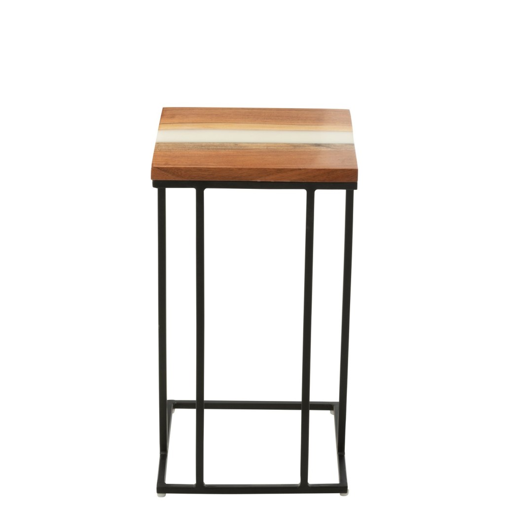 J-Line bijzettafel Vierkant - hout/epoxyhars - naturel/wit