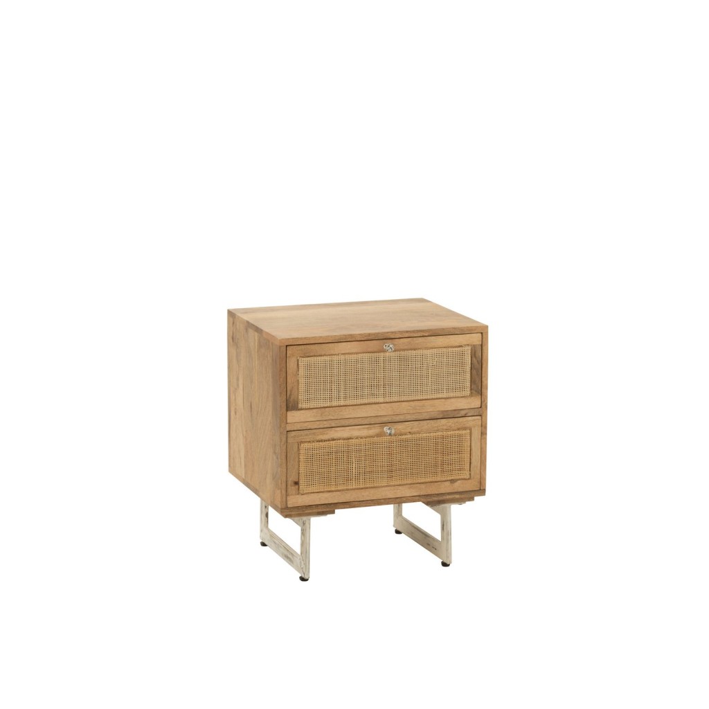 J-Line Nachtkast Rattan Mangohout Naturel