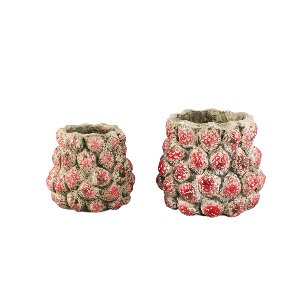 Fruitsy Red Round Terra Pot Strawberrie Finish L